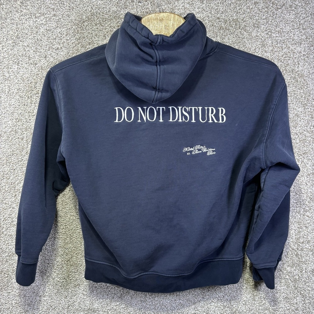 FRAME Hoodie Womens Large Blue Fleece Ritz Carlton Paris Do Not Disturb Graphic